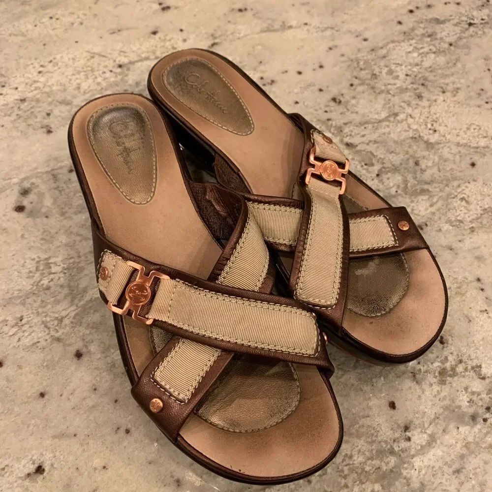 Cole Haan Nike Air Slip On Brown & Tan Slip On Sandals sz 8